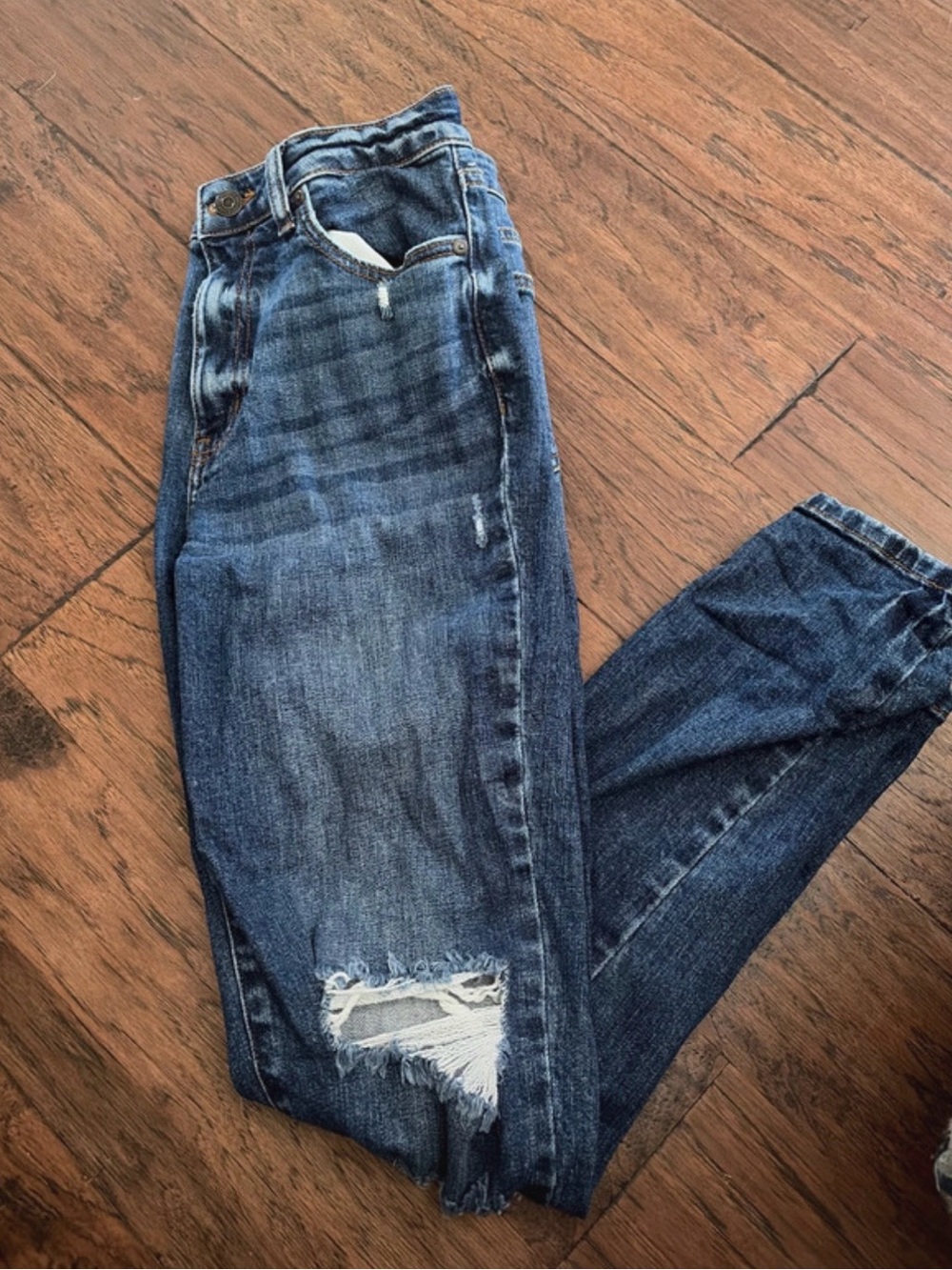eunina Distressed Dark Blue Boyfriend Jeans